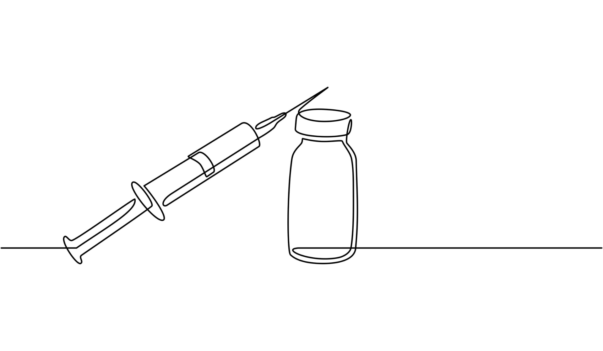 Zeichnung einer Spritze mit Medikamentenfläschchen